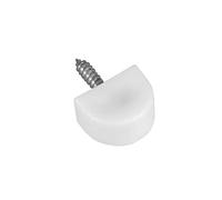 Amig - Soporte, con Forma de Media Luna, Ø 14 x 22 mm, 8 Unidades, Óptimo para Sujeción de Baldas de Armarios, Vitrinas o Estanterías, Fácil Fijación Mediante Tornillo, Plástico Blanco
