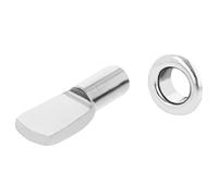 Amig - Soporte, con Forma Plana, Metálico, Ø 5 x 20 x 8 mm, 8 Unidades, Óptimo para Sujeción de Baldas de Armarios, Vitrinas o Estanterías, Fijación Mediante Simple Introducción, Acero Plateado