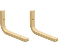 Amig - Soporte para Estantería - 200 x 150 x 23 x 12 mm - Carga Máxima de 30 kg - Escuadra de Madera para Baldas y Estantes - Incluye Tornillos y Tirafondos - Madera Haya (Paquete de 2)