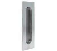 Amig - Tirador de Embutir con Interior Redondeado para Puertas Correderas Mod.12 | 150 x 50 mm | Alta Solidez | De Acero Inoxidable 18/8 | Plateado Mate