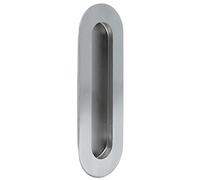 Amig - Tirador de Embutir Redondeado para Puertas Correderas Mod.11 - Medidas: 150 x 50 mm - Alta Resistencia - De Acero Inoxidable 18/8 - Plateado Mate