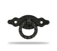 Amig - Tirador Horizontal - Modelo 1000 - Fabricado en Acero - Herraje Rústico - Medidas: 80 x 28 x 1,5 mm - Con Anilla y Placa Punteada - Ideal para muebles - Acabado: Negro