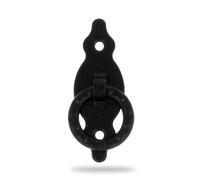 Amig - Tirador Vertical - Modelo 1001 - Fabricado en Acero - Herraje Rústico - Medidas: 28 x 80 x 1,5 mm - Con Anilla y Placa Punteada - Ideal para muebles - Acabado: Negro