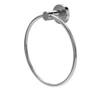 Amig - Toallero de baño Mod. Gorliz-3 - Soporte de Pared para Toallas con Tornillos incluidos - Ø155 x 52 mm - Acero Inoxidable - Plateado - Cromado Brillo