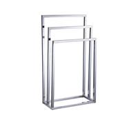 Amig - Toallero de Pie Cromado con 3 Barras Metálicas - Soporte de Suelo para Toallas de Baño - Estilo Moderno con Acabado Brillante y Base Estable - Sin Taladro