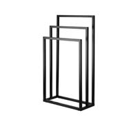 Amig - Toallero de Pie Negro Mate con 3 Barras Metálicas - Soporte de Suelo para Toallas de Baño - Estilo Industrial Minimalista con Base Estable - Sin Taladro
