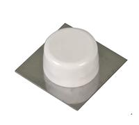 Amig - Tope Adhesivo para Puertas de Paso - 45 x 45 mm - Modelo 405 - Plástico - Acabado Blanco - Base Metálica Cuadrada - Fijación en el Suelo - Fácil Instalación