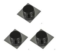 Amig - Tope Adhesivo para Puertas de Paso - 45 x 45 mm - Modelo 405 - Plástico - Acabado Negro Inoxidable - Base Metálica Cuadrada - Fijación en el Suelo - Fácil Instalación (Paquete de 3)