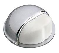 Amig - Tope Adhesivo para Puertas de Paso - Diámetro 50 mm - Modelo 402 - Acero Cromado - Goma Blanca - Fijación en el Suelo - Protección para tus Puertas, Ventanas y Muebles