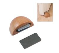Amig - Tope Magnético Adhesivo para Puertas de Paso - 48 x 25 mm - Modelo 407 - Acabado en Madera de Haya - Fijación en el Suelo - Fácil Instalación