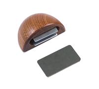 Amig - Tope Magnético Adhesivo para Puertas de Paso, 48 x 25 mm, Modelo 407, Acabado en Madera de Sapelli, Fijación en el Suelo, Fácil Instalación
