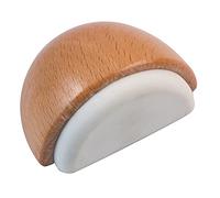 Amig - Tope o Retenedor de Suelo Adhesivo Semicircular Decorativo de Madera con Acabado Haya y Goma en Color Blanco - Protege de Golpes las Paredes y Muebles - Diámetro Ø45 x 25 mm