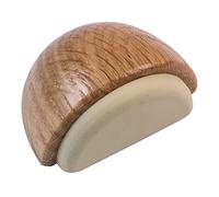 Amig - Tope o Retenedor de Suelo Adhesivo Semicircular Decorativo de Madera con Acabado Roble y Goma en Color Beige - Protege de Golpes las Paredes y Muebles - Diámetro Ø45 x 25 mm