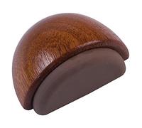 Amig - Tope o Retenedor de Suelo Adhesivo Semicircular Decorativo de Madera con Acabado Sapelli y Goma en Color Marrón Oscuro - Protege de Golpes las Paredes y Muebles - Diámetro Ø45 x 25 mm