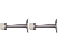 Amig - Tope para Puertas de Paso - Diámetro 19 x 75 mm - Modelo 600 - Latón - Acabado Cromo Mate - Goma Blanca - Colocación en Pared - Incluye Tirafondos para su Instalación (Paquete de 2)