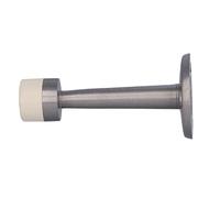 Amig - Tope para Puertas de Paso - Diámetro 19 x 75 mm - Modelo 600 - Latón - Acabado Cromo Mate - Goma Blanca - Colocación en Pared - Incluye Tirafondos para su Instalación