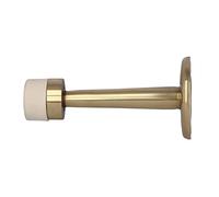 Amig - Tope para Puertas de Paso - Diámetro 19 x 75 mm - Modelo 600 - Latón - Acabado Pulido Barniz - Goma Blanca - Colocación en Pared - Incluye Tirafondos para su Instalación