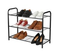Amig - Zapatero Metálico de 3 Baldas para 9 Pares - 65 x 26 x 52 cm - Estantería para Zapatos de Acero Negro - Ideal para Dormitorio, Recibidor o Armario