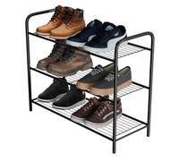 Amig - Zapatero Metálico de 3 Baldas para 6 o 9 Pares - 65 x 25 x 53,5 cm - Estantería para Zapatos de Acero Negro - Ideal para Dormitorio, Recibidor o Armario