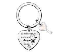 Amiga Llavero Mujeres Amistad Siempre Apreciar Cumpleaños Regalo Amuleto Corazones Universidad Graduación Despedida Acompañar Navidad Recuerdo Diseño Conejo La Felicidad es Tener una Amiga Como Tú