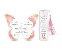 Amigas Regalos Amistad Apreciar Regalo Cumpleaños Graduación Gracias Mujeres Placa de Navidad Marcapáginas Carteles y Placas 2 Piezas Jubilación Año Nuevo Mariposa Inspirador para Ella