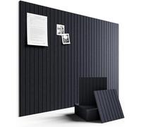 AMIGO Cuadro de fieltro para oficina (120 x 90 cm, 12 paneles de pared de fieltro con adhesivo y tachuelas, foto/memo/pantalla para escuela, hogar, cocina,Negro sésamo