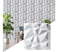 AMIGO Lote de 20 piezas Decorativos 3D para pared con forma de diamante, blanco mate, 30 x 30 cm, de PVC irrompible, reciclable, impermeable, inodoro, pintable