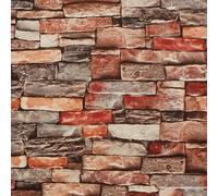 AMIGO Papel Pintado Autoadhesivo con Efecto 3D y Aspecto de Ladrillo rojo para Paredes, Muebles y Dormitorios 44.5x600cm