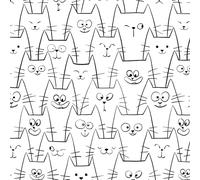 AMIGO Papel pintado Autoadhesivo con Motivos de gatos - Blanco/Negro Simpáticos Animales de dibujos Animados, Vinilo, Impermeable y fácil de Limpiar 44x300cm