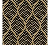 AMIGO Papel Pintado Autoadhesivo de Rayas Negras y Doradas de Bohemia para Dormitorios y Armarios 44.5x1000cm
