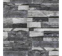 AMIGO Papel Pintado Autoadhesivo Ladrillo Vintage Gris - Panel Decorativo Pared con Textura 3D de Ladrillo Envejecido - Pegatina Reutilizable para Cocinas/Salas 44.5x300cm