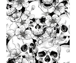 AMIGO Papel Pintado de Estilo Gótico,Diseño de Calavera de Azúcar, Color Negro y Blanco,lámina de Vinilo Despegable con Estampado Floral, para Dormitorios y paredes de Acento 44 cm x 5 m