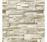 AMIGO Papel pintado Marrón Amarillento con Motivos de Ladrillos de Estilo Vintage, Resistente al agua y al Aceite, Adecuado para la Decoración de cocinas,Chimeneas y Dormitorios 44.5x300cm