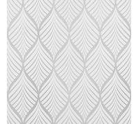 AMIGO Papel Pintado Vinílico Autoadhesivo de rayas Plateadas y Blancas de Bohemia para baños y Armarios 44.5x2000cm