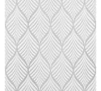 AMIGO Papel Pintado Vinílico Autoadhesivo de rayas Plateadas y Blancas de Bohemia para baños y Armarios 44.5x1000cm