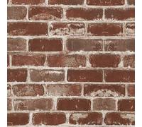 AMIGO Papel Vinilo Autoadhesivo 3D con Efecto Ladrillo - Panel Decorativo Extraíble Texturizado (Color Rojo-Marrón) para Paredes,Cocinas y Muebles - Resistente a la Humedad 44.5x300cm