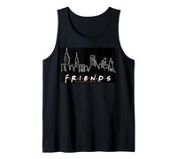 Amigos Ciudad Horizonte Letras Multitud Escena Camiseta sin Mangas