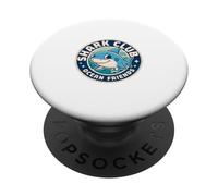 Amigos del océano con diseño de tiburón, diseño Retro de Fan del mar PopSockets PopGrip Adhesivo