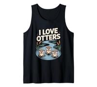 Amigos lindos animales juguetones I Love Otters Camiseta sin Mangas