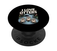 Amigos lindos animales juguetones I Love Otters PopSockets PopGrip Adhesivo