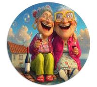 Amigos Mayores Felices Puzzle de 1000 Piezas Redondo Papel para Adultos Momentos Alegres Juego de Puzzle 1000 Piezas