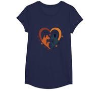 Amigos Peludos: Adorable corazón de Familia de Perros Camiseta, Niñas, Azul Marino, Grande