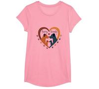 Amigos Peludos: Adorable corazón de Familia de Perros Camiseta, Niñas, Rosado, Grande