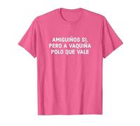 Amiguiños Si Pero A Vaquiña Polo Que Vale Frases En Gallego Camiseta, Hombre, Rosa Jaspeado, L