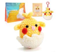 Amigurumi - Kit de ganchillo para principiantes, manualidades de animales con hilo y herramientas, ganchos de ganchillo, relleno de ojos de seguridad, manual paso a paso y guía de video (gofre de