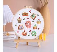 Amiiba Kit de iniciación de bordado con colorido patrón de pastelería y postre, kit de punto de cruz para el día de San Valentín para parejas y adultos principiantes (pastelería colorida)