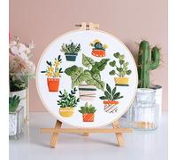 Amiiba Kit de iniciación de bordado con exuberante patrón de colección de plantas de interior, día de San Valentín, kit de punto de cruz para principiantes y adultos (planta de interior)