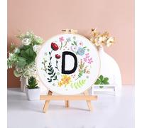 Amiiba Kit de iniciación de bordado con guirnalda de letras D, para el día de San Valentín, para parejas, kit de punto de cruz estampado de gama completa para principiantes y adultos (letra D)