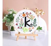 Amiiba Kit de iniciación de bordado con guirnalda de letras K, para el día de San Valentín, para parejas, kit de punto de cruz estampado de gama completa para principiantes y adultos (letra K)