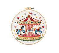 Amiiba Kit de iniciación de bordado con patrón de carrusel de sueños, juego de punto de cruz para el día de San Valentín para parejas y adultos principiantes (carrusel de sueños)